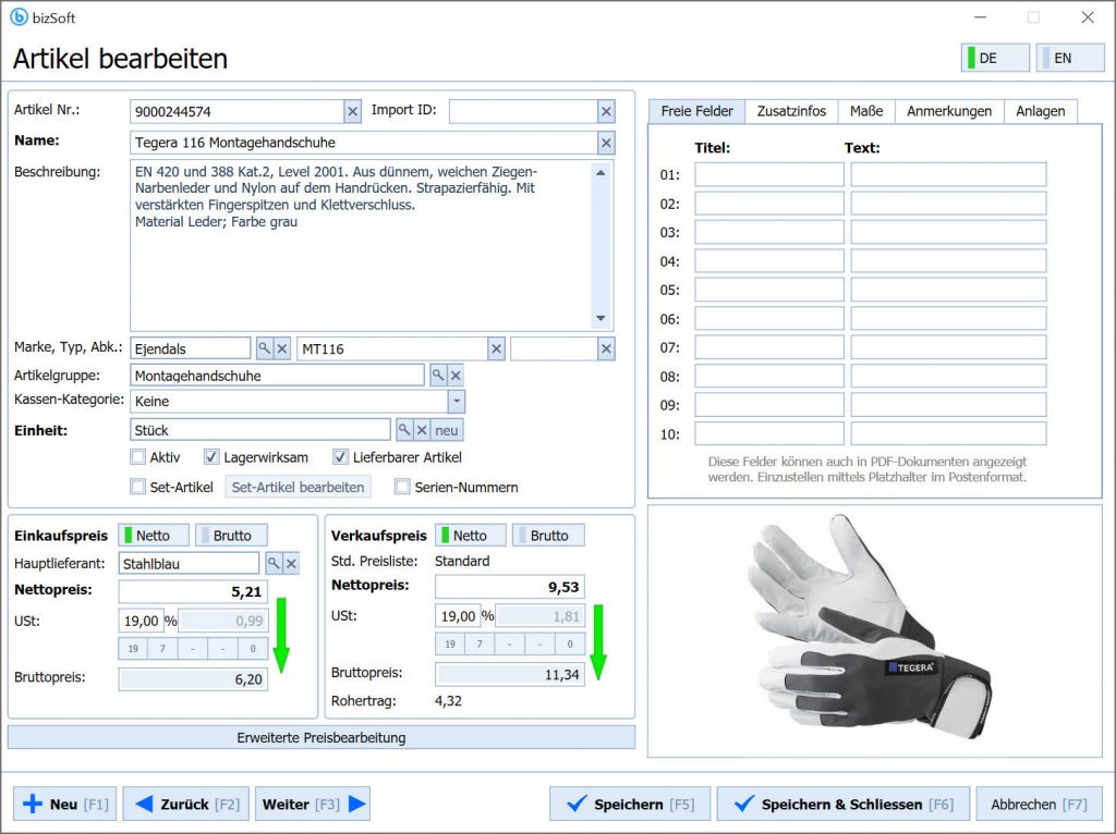bizSoft Artikelverwaltung für Ihr Warenmanagement