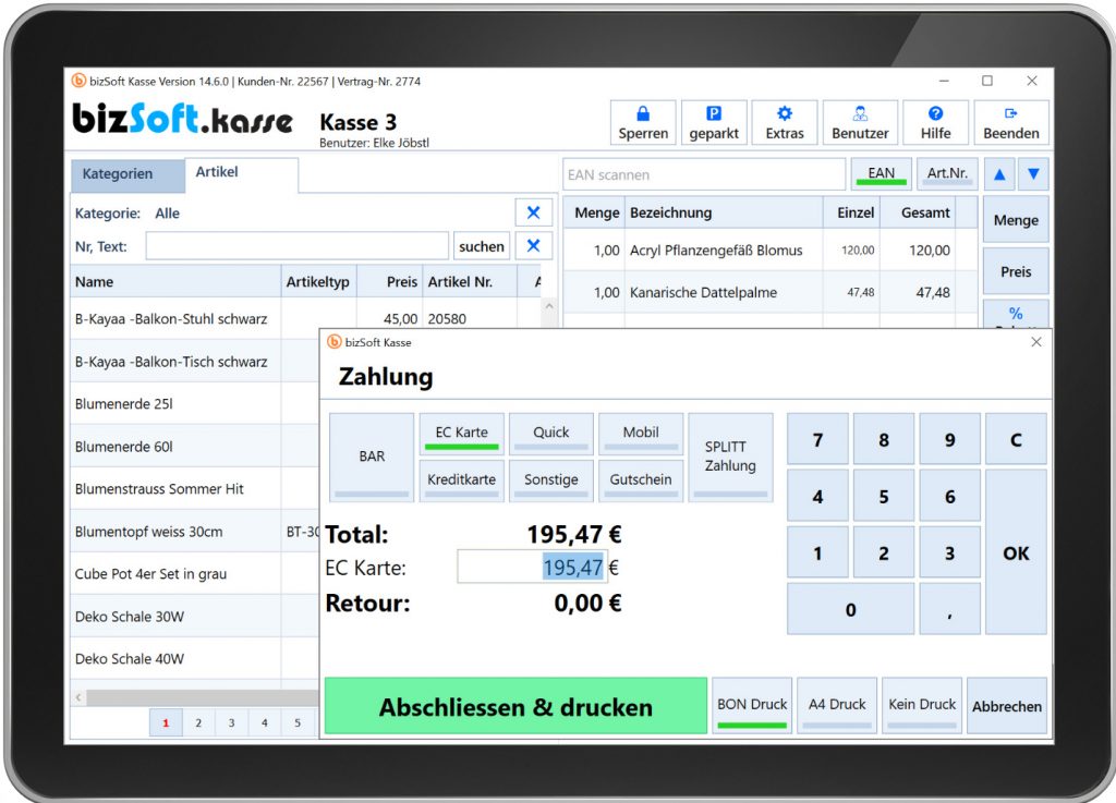 bizSoft macht Ihren PC zur Computerkasse